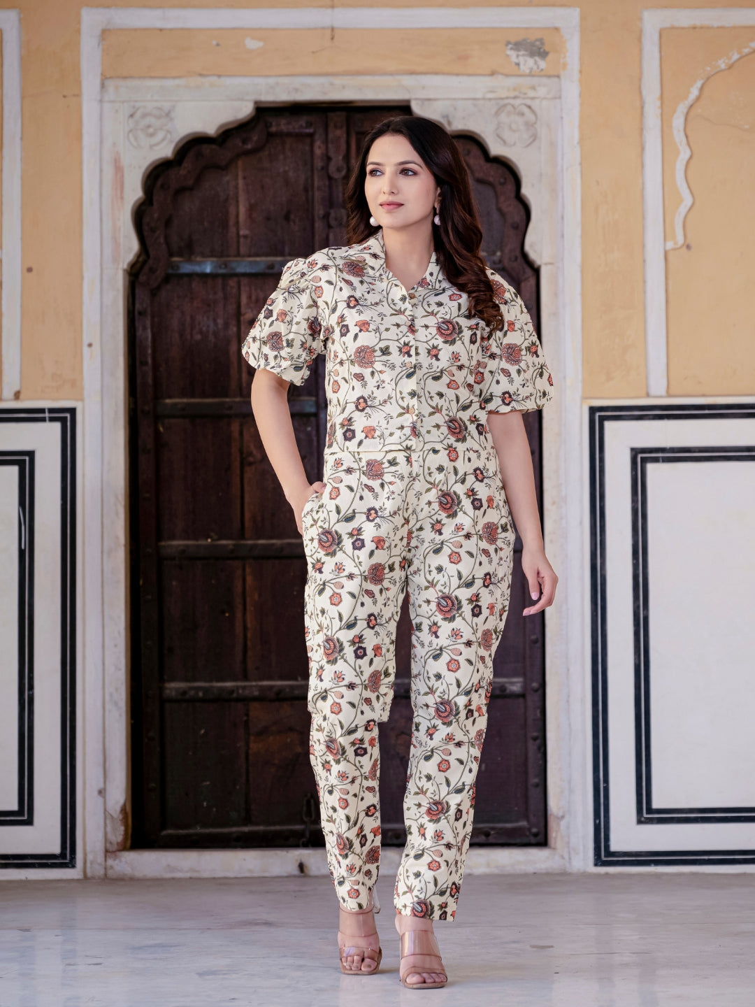 Brown Floral Print Co-Ord Set